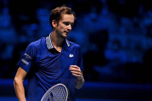 Photo Marco Alpozzi LaPresse November 21, 2021 Turin (Italy) Tennis Nitto ATP, Tennis Herren Finals - men s singles - finals Alexander Zverev Vs Daniil Medvedev In the pic: Daniil Medvedev (Russia)  Copyright: xMarcoxAlpozzi LaPressex