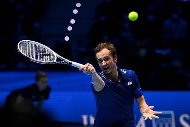 Photo Marco Alpozzi LaPresse November 21, 2021 Turin (Italy) Tennis Nitto ATP, Tennis Herren Finals - men s singles - finals Alexander Zverev Vs Daniil Medvedev In the pic: Daniil Medvedev (Russia)  Copyright: xMarcoxAlpozzi LaPressex