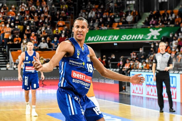 GER, BBL, ratiopharm ulm vs ALBA Berlin 21 11 2021, ratiopharm arena, Neu Ulm, GER, BBL, ratiopharm ulm vs ALBA Berlin, pictured Louis Olinde Berlin, 19 nordphotoxGmbHx xHafner nph00200
