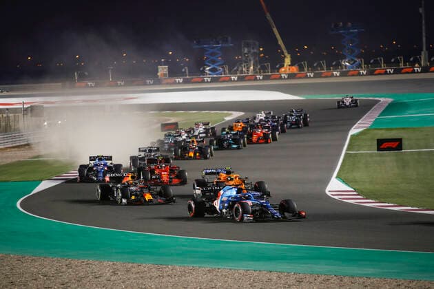 14 Fernando Alonso ESP, Alpine F1 Team , 33 Max Verstappen NED, Red Bull Racing , 4 Lando Norris GBR, McLaren F1 Team , F1 Grand Prix of Qatar at Losail International Circuit on November 21, 2021 in Doha, Qatar Photo by HOCH ZWEI Doha Qatar