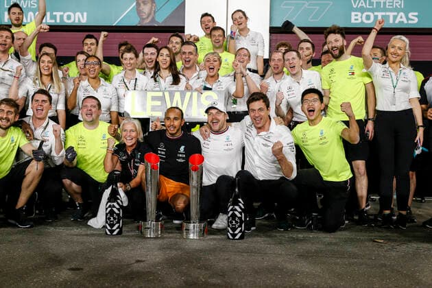 44 Lewis Hamilton GBR, Mercedes AMG Petronas F1 Team , 77 Valtteri Bottas FIN, Mercedes AMG Petronas F1 Team , Toto Wolff AUT, Mercedes AMG Petronas F1 Team , F1 Grand Prix of Qatar at Losail International Circuit on November 21, 2021 in Doha, Qatar Photo by HOCH ZWEI Doha Qatar