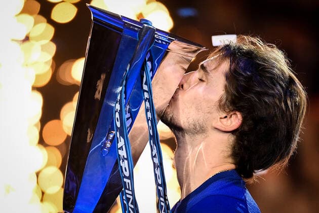 Photo Marco Alpozzi LaPresse November 21, 2021 Turin (Italy) Tennis Nitto ATP, Tennis Herren Finals - men s singles - finals Alexander Zverev Vs Daniil Medvedev In the pic: Alexander Zverev (Germany) pose with the trophy  Copyright: xMarcoxAlpozzi LaPressex