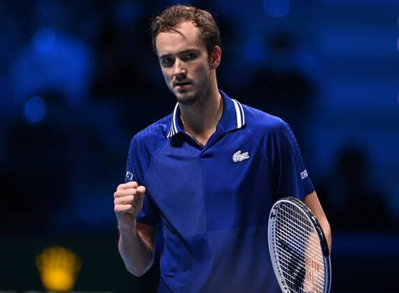 Italy Tennis ATP, Tennis Herren Finals 6701383 21.11.2021 Russia s Daniil Medvedev reacts during the singles final match of the ATP Finals against Germany s Alexander Zverev at the Pala Alpitour venue in Turin, Italy. Alexey Filippov Sputnik Turin Italy  Copyright: xAlexeyxFilippovx