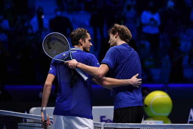 Alexander Zverev and Daniil Medvedev TENNIS : Nitto ATP, Tennis Herren finals 2021 - 21 11 2021 AntoineCouvercelle Panoramic 