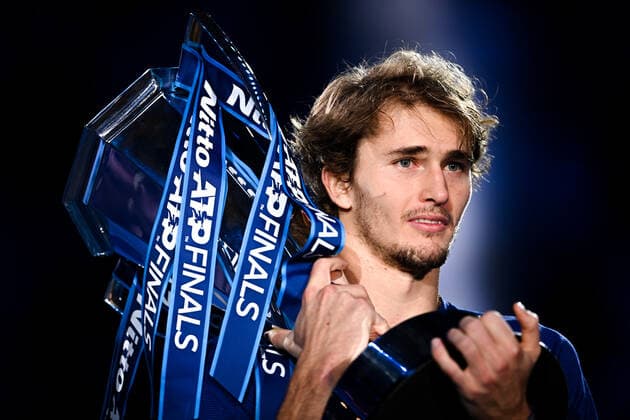Italy Tennis ATP, Tennis Herren Finals 6701495 21.11.2021 Germany s Alexander Zverev poses with a trophy during an award ceremony for the singles final match of the ATP Finals against Russia s Daniil Medvedev at the Pala Alpitour venue in Turin, Italy. Alexey Filippov Sputnik Turin Italy  Copyright: xAlexeyxFilippovx