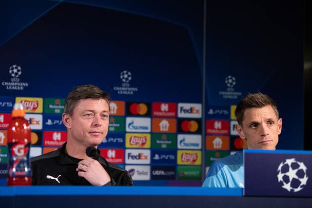 211122 Jon Dahl Tomasson, head coach and Sören Rieks during a press conference with Malmö FF on November 22, 2021 in Malmö Photo Petter Arvidson BILDBYRAN code PA PA0338 football football soccer football champions league training press conference training practice press conference malmö ff bbeng,  Copyright: PETTERxARVIDSON BB211122PA008