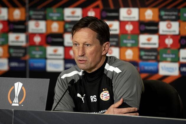 EINDHOVEN Roger Schmidt of PSV during the press conference in the run up to the UEFA Europa League group match against Sturm Graz ANP OLAF KRAAK UEFA Europa League 2021 2022 xVIxANPxSportx xxANPxIVx 441109291