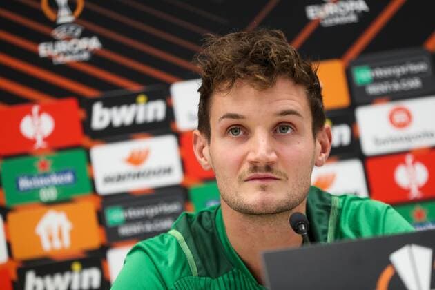 SOCCER - UEFA EL, Rapid vs West Ham VIENNA,AUSTRIA,24.NOV.21 - SOCCER - UEFA Europa League, group stage, SK Rapid Wien vs West Ham United, preview, press conference, PK, Pressekonferenz Rapid. Image shows Maximilian Hofmann (Rapid).  GEPAxpictures xPhilippxBrem