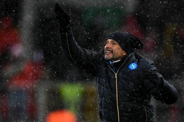 Russia Soccer Europa League Spartak - Napoli 6703626 24.11.2021 Napoli s head coach Luciano Spalletti reacts during the Europa League soccer match between Spartak Moscow and Napoli Naples, in Moscow, Russia. Vladimir Astapkovich Sputnik Moscow Russia  Copyright: xVladimirxAstapkovichx