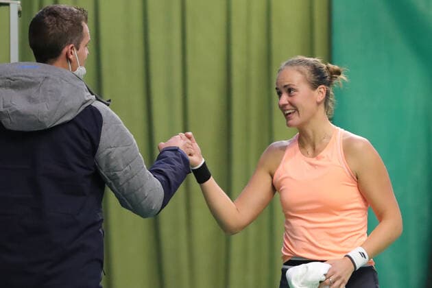 24th November 2021: Ortisei, Italy; WTA25 Ortisei 2021 Tennis Val Gardena SudTirol Tournament ITF under Covid-19 Pandemic. Ortisei, Italy on November 24, 2021. Stephanie Wagner (GER) with her coach  ActionPlus12342375 PierrexTeyssot