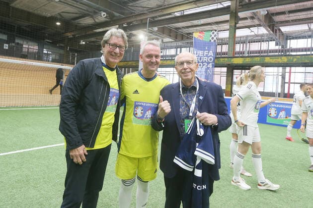 1 FC Köln Host city Cologne receives delegation from DFB and UEFA At the kick-off event, Team Cologne will compete against Team Euro 2024 in a show match, from left Toni Schumacher, Alexander Wehrle, Reiner Calmund, 25 11 2021, picture DUS900
