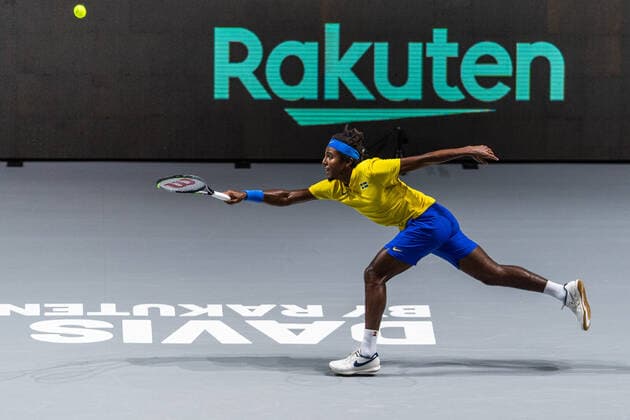 211125 Elias Ymer of Sweden during the Davis Cup Finals group stage tennis match between Canada and Sweden on November 25, 2021 in Madrid Photo Mathias Bergeld BILDBYRAN kod MB MB0271 tennis davis cup davis cup finals davis cup finals 2021 canada sweden bbeng sverige kanada,  Copyright: MATHIASxBERGELD BB211125MB007