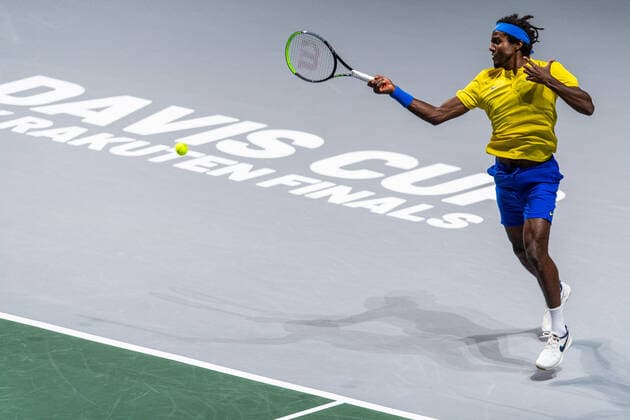 211125 Elias Ymer of Sweden during the Davis Cup Finals group stage tennis match between Canada and Sweden on November 25, 2021 in Madrid Photo Mathias Bergeld BILDBYRAN kod MB MB0271 tennis davis cup davis cup finals davis cup finals 2021 canada sweden bbeng sverige kanada,  Copyright: MATHIASxBERGELD BB211125MB010