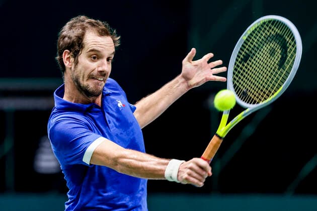 Sport Bilder des Tages TENNIS - ITF Davis Cup 2021, FRA VS CZE INNSBRUCK,AUSTRIA,25.NOV.21 - TENNIS - ITF Davis Cup Finals 2021, France vs Czech Republic. Image shows Richard Gasquet (FRA).  GEPAxpictures xPatrickxSteiner