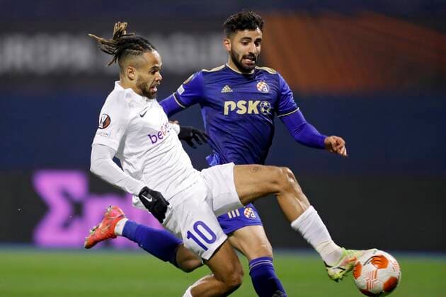 ZAGREB, CROATIA - NOVEMBER 25 : Theo Bongonda forward of KRC Genk during the UEFA Europa League Group stage H match between Dinamo Zagreb and Krc Genk on November 25, 2021 in Zagreb, Croatia, 25 11 2021 ( Dinamo Zagreb v Krc Genk - UEFA Europa League PhotoNews Panoramic 