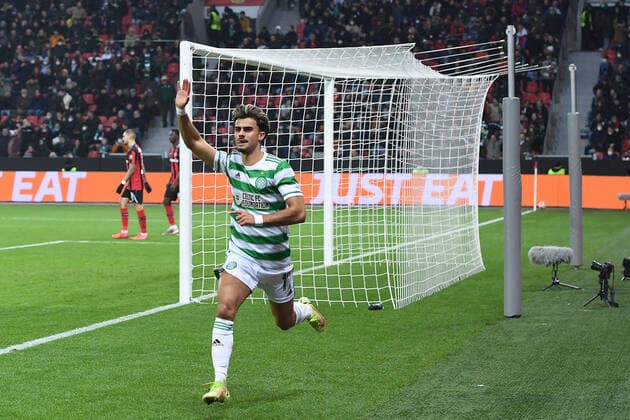 Football Europa League Group Stage 5 Matchday Bayer 04 Leverkusen Celtic Glasgow on 25 11 2021 at BayArena in Leverkusen Goal celebration to 1 2 by Jota Glasgow xRx