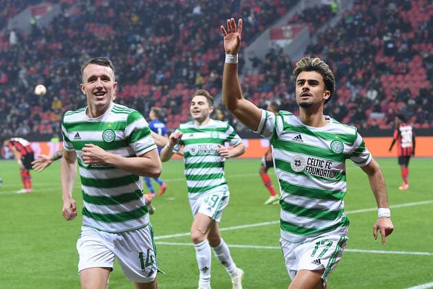 Football Europa League Group Stage 5 Matchday Bayer 04 Leverkusen Celtic Glasgow on 25 11 2021 at BayArena in Leverkusen Goal celebration to 1 2 by Jota Glasgow xRx