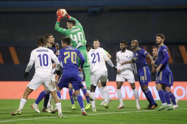 Dinamo Zagreb v KRC Genk: Group H - UEFA Europa League Goalkeeper Dominik Livakovic of Dinamo Zagreb in action during the UEFA Europa League group H match between Dinamo Zagreb and KRC Genk at Maksimir Stadium on November 25, 2021 in Zagreb, Croatia. GoranxStanzl PIXSELL