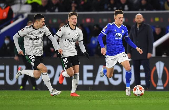 Mandatory Credit: Photo by Anna Gowthorpe Shutterstock (12617592l) Luke Thomas of Leicester City makes a run Leicester City v Legia Warsaw, UEFA Europa League, Group C, Football, The King Power Stadium, Leicester, UK - 25 Nov 2021 EDITORIAL USE ONLY No use with unauthorised audio, video, data, fixture lists, club league logos or live services. Online in-match use limited to 120 images, no video emulation. No use in betting, games or single club league player publications. Leicester City v Legia Warsaw, UEFA Europa League, Group C, Football, The King Power Stadium, Leicester, UK - 25 Nov 2021 EDITORIAL USE ONLY No use with unauthorised audio, video, data, fixture lists, club league logos or live services. Online in-match use limited to 120 images, no video emulation. No use in betting, games or single club league player publications.  Copyright: xAnnaxGowthorpe Shutterstockx 12617592l