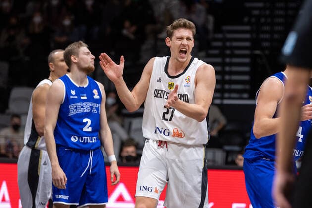 Basketball Nuremberg 25 11 2021 FIBA World Cup European Qualifiers Germany GER Estonia EST Patrick Heckmann Germany, No 27