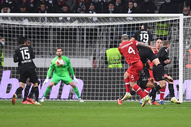 Football Europa League Matchday 5 Eintracht Frankfurt Royal Antwerpen FC on 25 11 2021 at Deutsche Bank Park in Frankfurt Goal to 1 1 by Radja Nainggolan Antwerp own goal Evan Ndicka Frankfurt xHDx