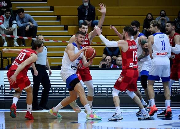 Croatia v Slovenia: 2023 Basketball World Cup Qualifications during the 2023 Basketball World Cup qualifications, Group C game between Croatia and Slovenia at Basketball Center Drazen Petrovic on November 25, 2021 in Zagreb, Croatia. MarkoxLukunic PIXSELL