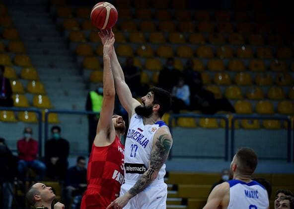 Croatia v Slovenia: 2023 Basketball World Cup Qualifications during the 2023 Basketball World Cup qualifications, Group C game between Croatia and Slovenia at Basketball Center Drazen Petrovic on November 25, 2021 in Zagreb, Croatia. MarkoxLukunic PIXSELL