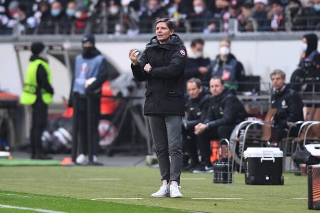 Football Europa League Matchday 5 Eintracht Frankfurt Royal Antwerpen FC on 25 11 2021 at Deutsche Bank Park in Frankfurt Oliver Glasner coach head coach Frankfurt xHDx