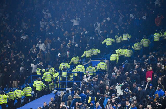 Football - 2021 2022 UEFA Europa League - Group C, Round Five - Leicester City vs Legia Warsaw - King Power Stadium - Thursday 25th November 2021 Trouble in the away end. COLORSPORT Ashley Western 