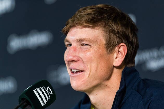 211125 AndrÃ Göransson of Sweden during the press conference after the Davis Cup Finals group stage tennis match between Canada and Sweden on November 25, 2021 in Madrid Photo Mathias Bergeld BILDBYRAN kod MB MB0271 tennis davis cup davis cup finals davis cup finals 2021 canada sweden bbeng sverige Canada Press Conference,  Copyright: MATHIASxBERGELD BB211125MB092