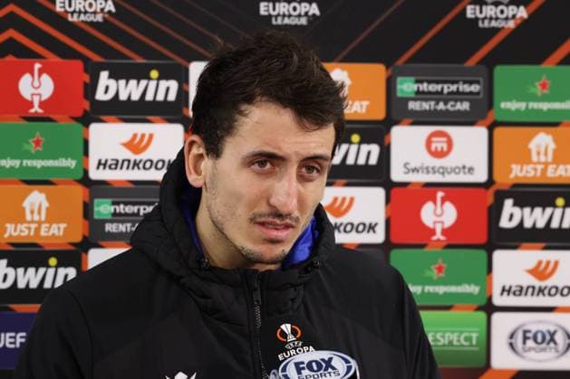 Monaco, Monaco, 25th November 2021. Mikel Oyarzabal of Real Sociedad during a press interview following the final whistle of the UEFA Europa League match at Stade Louis II, Monaco. Picture credit should read: Jonathan Moscrop Sportimage EDITORIAL USE ONLY. No use with unauthorised audio, video, data, fixture lists, club league logos or live services. Online in-match use limited to 120 images, no video emulation. No use in betting, games or single club league player publications. SPI-1343-0024