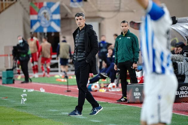 Imanol Alguacil (Entraineur de Real Sociedad) FOOTBALL : AS Monaco vs Real Sociedad - Ligue Europa - Monaco - 25 11 2021 NorbertScanella Panoramic 