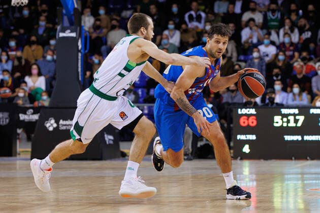 November 26, 2021, Barcelona, Spain: Nico Laprovittola of FC Barcelona, Barca in action during the Turkish Airlines Euroleague match between FC Barcelona and Zalguiris Kaunas at Palau Blaugrana in Barcelona. Barcelona Spain - ZUMAd159 0142983481st Copyright: xDavidxRamirezx