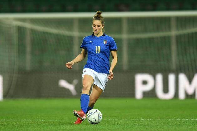 Martina Lenzini (Italy Women) during the Fifa Womens World Cup 2023 qualifying round match between Italy Women 1-2 Switzerland Women at Renzo Barbera Stadium on November 26, 2021 in Verona, Italy. Noxthirdxpartyxsales  (175378425)