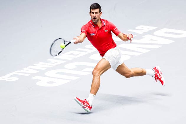 TENNIS - ITF Davis Cup 2021, SRB vs GER INNSBRUCK,AUSTRIA,27.NOV.21 - TENNIS - ITF Davis Cup Finals 2021, Serbia vs Germany. Image shows Novak Djokovic (SRB), and Jan-Lennard Struff.  GEPAxpictures xPatrickxSteiner