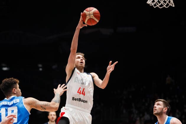 Basketball, WM Quali, Island - Russland Russia V Iceland - FIBA Basketball World Cup 2023 Qualifiers Artem Komolov 44 of Russia in action during the FIBA Basketball World Cup 2023 Qualifying Tournament match between Russia and Iceland on November 29, 2021 at Yubileyny Sports Palace in Saint Petersburg, Russia. Saint Petersburg Russia  Copyright: xMikexKireevx originalFilename:kireev-notitle211129_np1IL.jpg