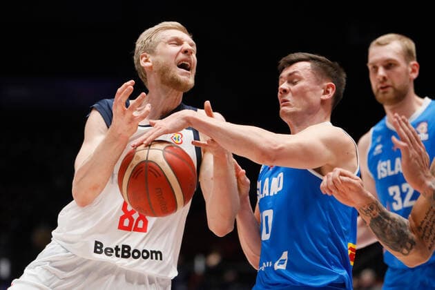 Basketball, WM Quali, Island - Russland Russia V Iceland - FIBA Basketball World Cup 2023 Qualifiers Viacheslav Zaitsev 88 of Russia and Elvar Mar Fridriksson 10 of Iceland in action during the FIBA Basketball World Cup 2023 Qualifying Tournament match between Russia and Iceland on November 29, 2021 at Yubileyny Sports Palace in Saint Petersburg, Russia. Saint Petersburg Russia  Copyright: xMikexKireevx originalFilename:kireev-notitle211129_npcPP.jpg