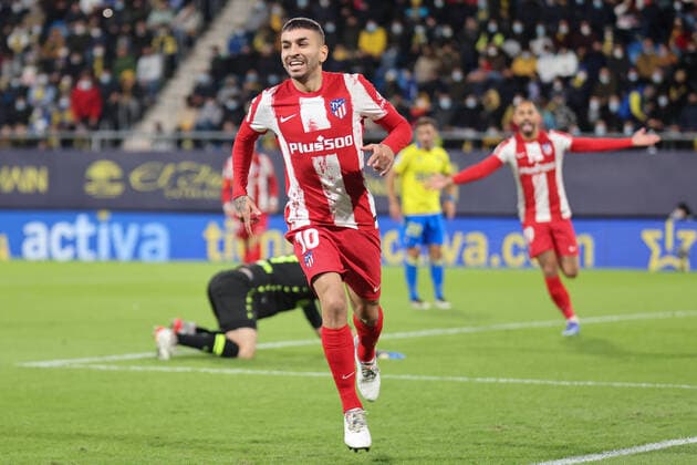 Cadiz CF v Atletico De Madrid - La Liga Santander Angel Correa of Atletico de Madrid celebrate a goal during the La Liga Santader match between Cadiz CF and tletico de Madrid at Nuevo Mirandilla in Cadiz, Spain, on November 28, 2021. Cadiz Cadiz Spain  Copyright: xDAXxImagesx originalFilename:daximages-cadizcfv211128_npRMd.jpg