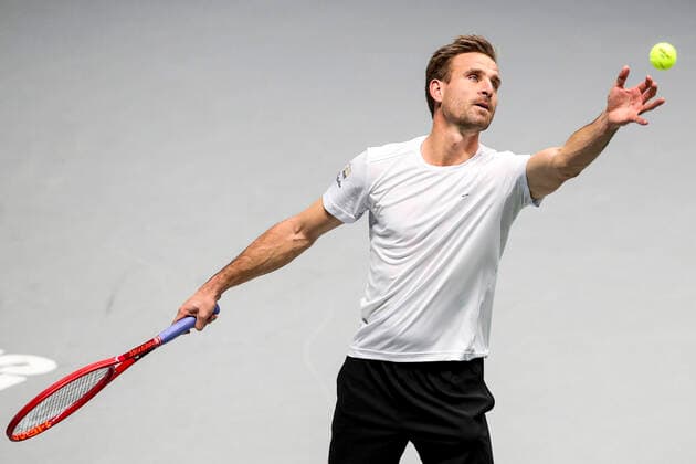 TENNIS - ITF Davis Cup 2021, GBR vs GER INNSBRUCK,AUSTRIA,30.NOV.21 - TENNIS - ITF Davis Cup Finals 2021, quarterfinal, Great Britain vs Germany. Image shows Peter Gojowczyk (GER).  GEPAxpictures xPatrickxSteiner