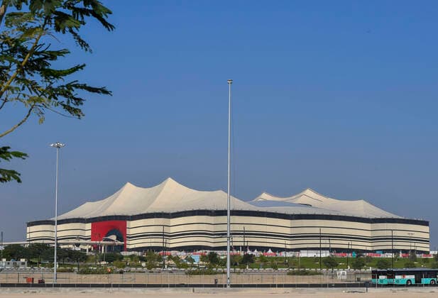 (211201) -- AL KHOR, Dec. 1, 2021 -- Photo shows an exterior view of the Al Bayt Stadium before the opening of the FIFA Arab Cup 2021 in Al Khor, Qatar, Nov. 30, 2021. (Photo by Nikku Xinhua) (SP)QATAR-DOHA-FIFA ARAB CUP 2021-GROUP A yangyuanyong 