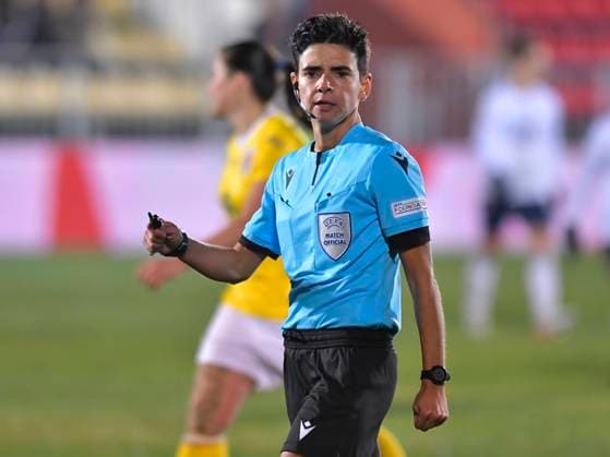 Referee Catarina Campos shows first white card in football history, archive pictures