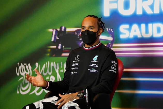F1 Grand Prix of Saudi Arabia 44 Lewis Hamilton (GBR, Mercedes-AMG Petronas F1 Team), F1 Grand Prix of Saudi Arabia at Jeddah Corniche Circuit on December 2, 2021 in Jeddah, Saudi Arabia. (Photo by Hassan Ammar AP FIA Pool via HOCH ZWEI) Jeddah Saudi Arabia Poolfoto HOCH ZWEI Pool AP ,EDITORIAL USE ONLY