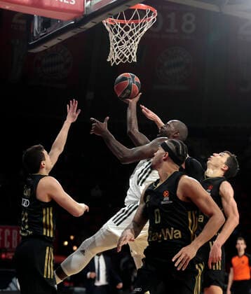 02 12 2021, Euroleague, FC Bayern Basketball vs Villeurbanne , Basketball, Audi Dome Munich, Sports, in picture Zan Mark Sisko FCB Basketball , James Gist ASVEL Villeurbanne , Nick Weiler Babi FCB Basketball and Vladimir Lucic FCB Basketball.