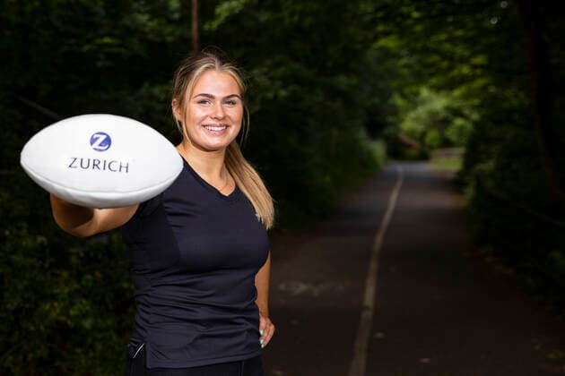 Rugby, photo shoot with Player of the Year Award winner Robbie Henshaw and Dorothy Wall