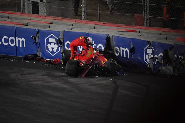 Formula 1 Saudi Arabia Grand Prix 03 12 2021, Jeddah Corniche Circuit, Jeddah, Formula 1 Saudi Arabia Grand Prix ,in picture accident of Charles Leclerc MCO , Scuderia Ferrari Mission Winnow. nordphotoxGmbHx xBratic nph00250