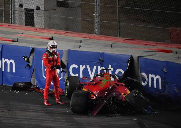 Formula 1 Saudi Arabia Grand Prix 03 12 2021, Jeddah Corniche Circuit, Jeddah, Formula 1 Saudi Arabia Grand Prix ,in the picture accident of Charles Leclerc MCO , Scuderia Ferrari Mission Winnow... nordphotoxGmbHx xBratic nph00250