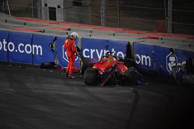 Formula 1 Saudi Arabia Grand Prix 03 12 2021, Jeddah Corniche Circuit, Jeddah, Formula 1 Saudi Arabia Grand Prix ,in the picture accident of Charles Leclerc MCO , Scuderia Ferrari Mission Winnow... nordphotoxGmbHx xBratic nph00250