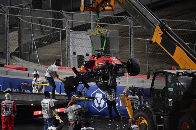 Formula 1 Saudi Arabia Grand Prix 03 12 2021, Jeddah Corniche Circuit, Jeddah, Formula 1 Saudi Arabia Grand Prix ,in the picture accident of Charles Leclerc MCO , Scuderia Ferrari Mission Winnow... nordphotoxGmbHx xBratic nph00250