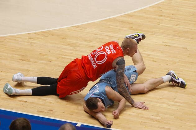 December 3, 2021, Saint Petersburg, Russia: Andrey Zubkov (R) of Zenit and Aaron White (L) of Crvena Zvezda Mts Belgrade seen in action during the Turkish Airlines Euroleague basketball match between Zenit Saint Petersburg and Crvena Zvezda Mts Belgrade at Sibur Arena in Saint Petersburg. Saint Petersburg Russia - ZUMAs197 20211203_zaa_s197_210 Copyright: xMaksimxKonstantinovx