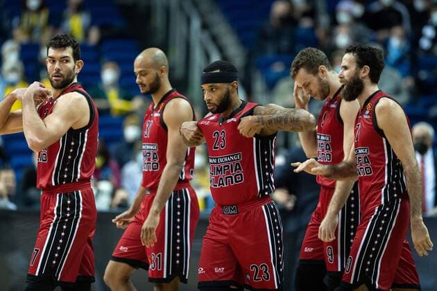 Basketball Berlin 03 12 2021 Season 2021 2022 Euroleague Regular Season Alba Berlin AX Armani Exchange Milan Giampolo Ricci Milan, No 17 Shavon Shields Milan, No 31 Malcolm Delaney Milan, No 23 Nicolo Melli Milan, No 09 Luigi Datome Milan, No 70 Milan Starting Five